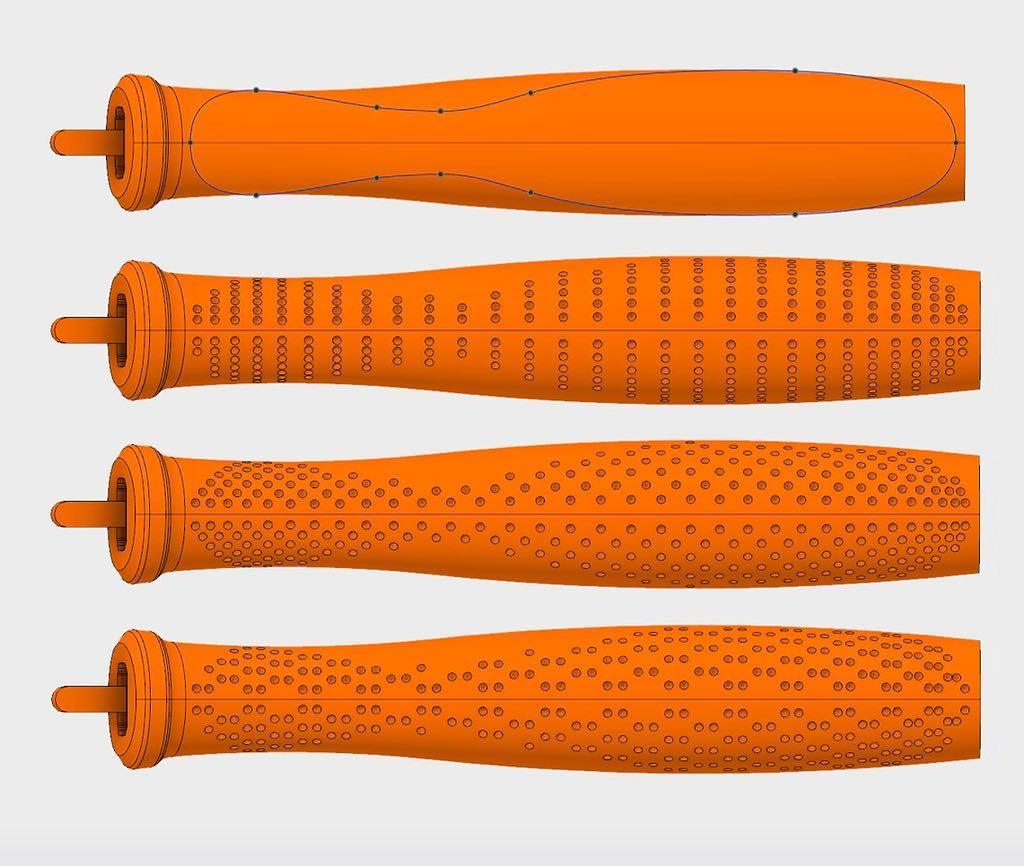 modelabdesign's tweet photo. An array of textures generated in Fusion 360 for the Harry's Truman razor handle, created with our custom texture generator add-on.⠀
-⠀
-⠀
@harrys #Fusion360 #Autodesk #ComputationalDesign #ModeLab #FutureOfDesign #AdvancedDesign #Design #ProductDeve… https://t.co/JyCtTgMY1o https://t.co/227EfPhpK1