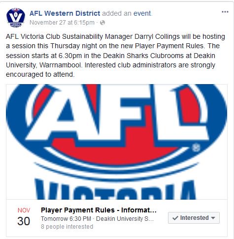 AFL Western District (@afl_wd) on Twitter photo AFL Player points info night at Deakin Uni (Sharks Clubroom) tomorrow night Thur 30 6:30pm <a href="/WboolStandard/">The Standard</a> <a href="/HampdenLive/">Hampden League Live</a> <a href="/3YBNews/">3YB FM News</a> AFL Player points info night at Deakin Uni (Sharks Clubroom) tomorrow night Thur 30 6:30pm <a href="/WboolStandard/">The Standard</a> <a href="/HampdenLive/">Hampden League Live</a> <a href="/3YBNews/">3YB FM News</a>