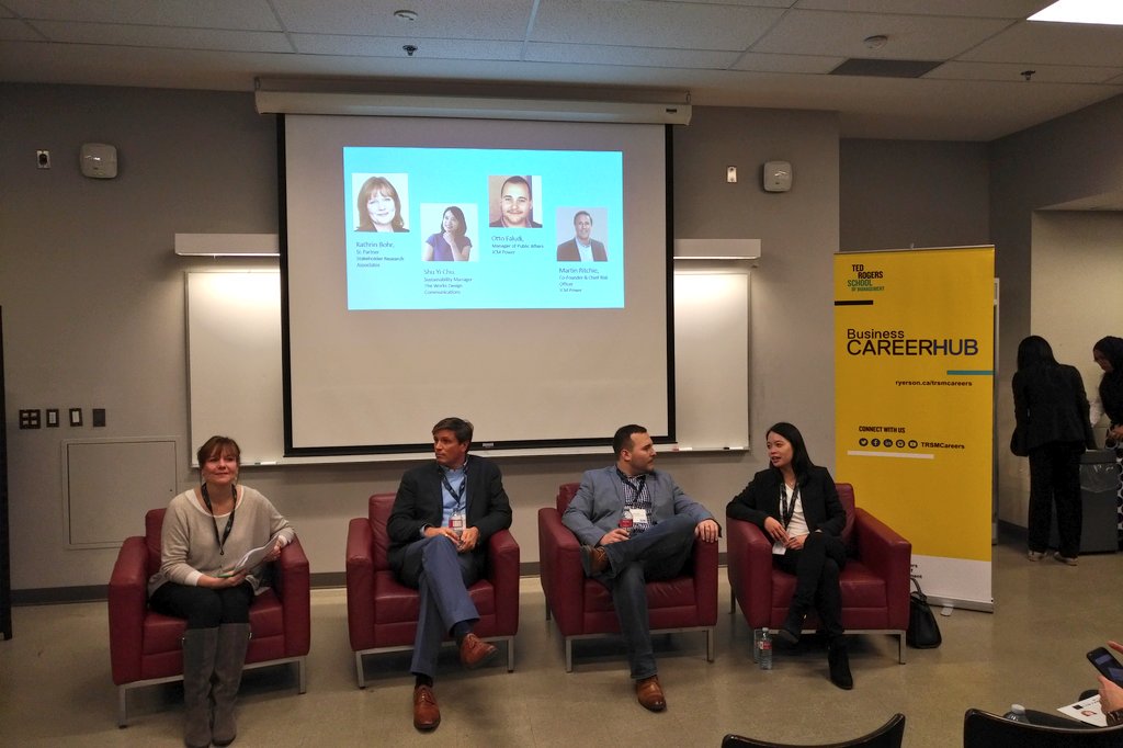 msedaros's tweet photo. Shabnam's first solo event off to an amazing start #CSRPanel #FullHouse @TRSMcareers @CSRSARYERSON #Panelists ready to go! #ThisIsTRSM https://t.co/aEm1AkfFiW