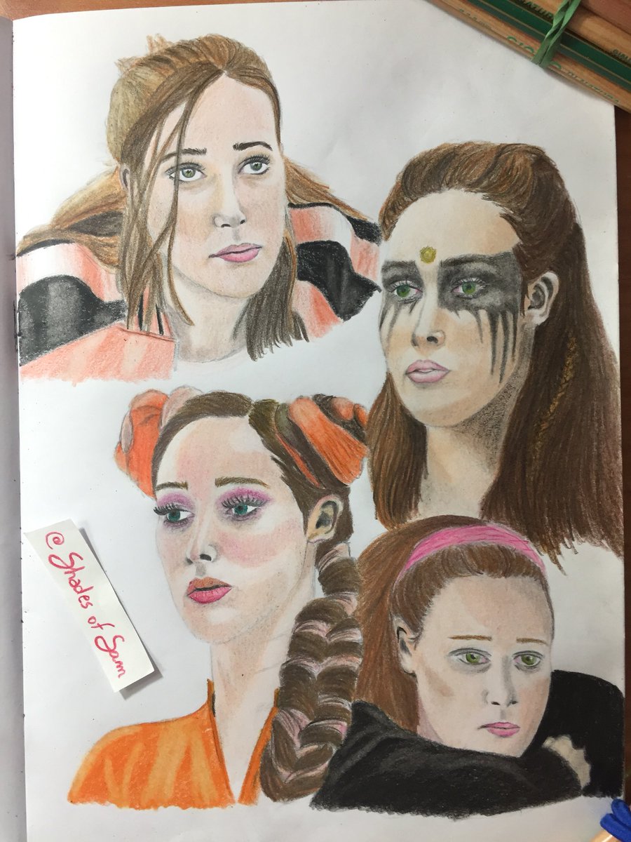 Shades_of_Sam's tweet photo. I drew @DebnamCarey in four of the characters she played through the years. #AlyciaDebnamCarey #artwork https://t.co/9xxSMbKoQn