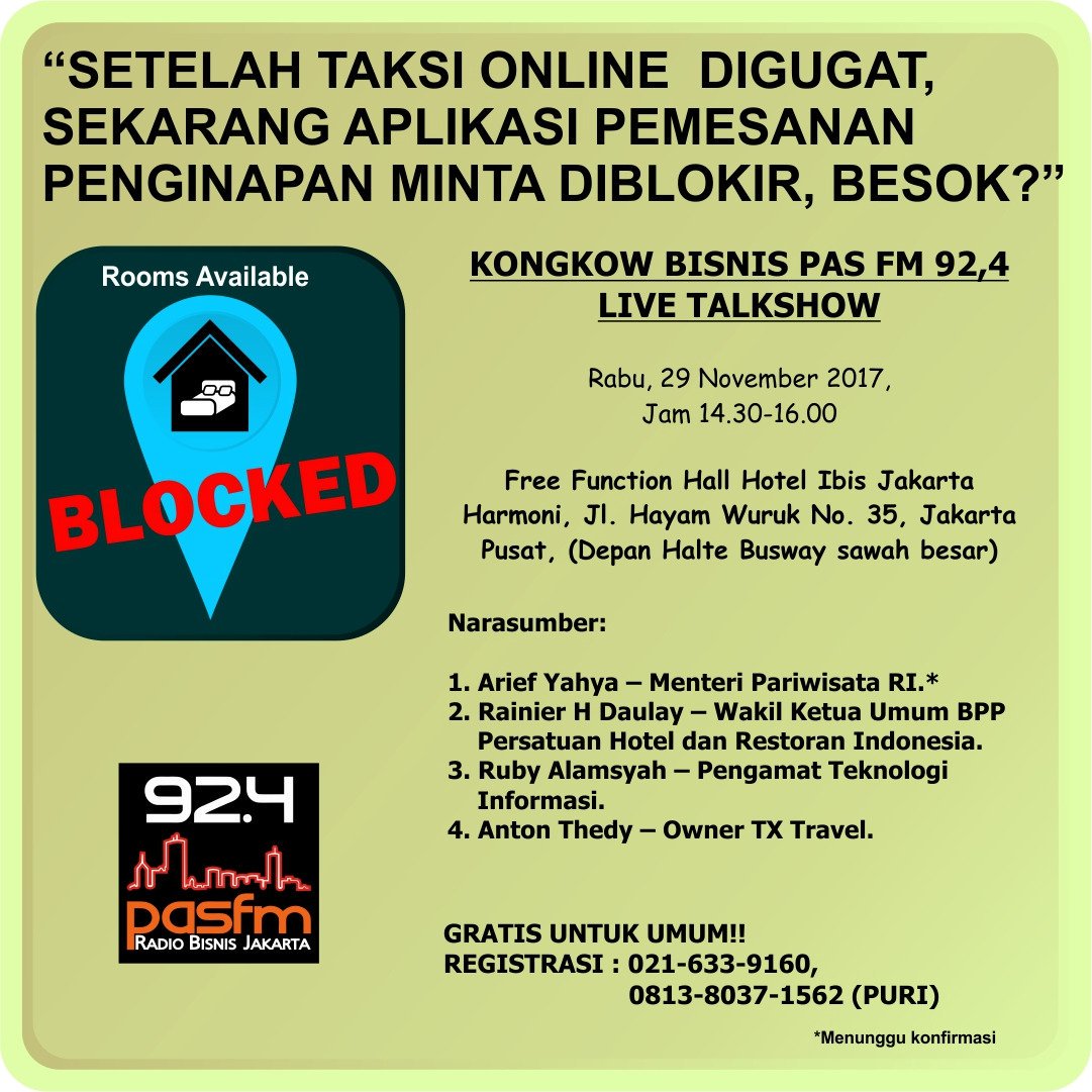 pasfm's tweet photo. Hari ini jam 14.30 di Hotel Ibis Harmoni, Kongkow Bisnis #Pasfm https://t.co/L2fY17UJ7a