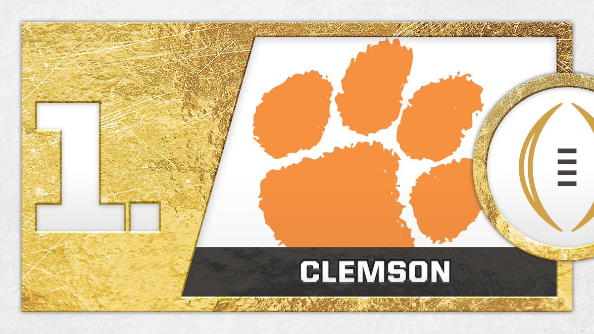 CFBPlayoff's tweet photo. Fifth #CFBPlayoff Rankings:

1️⃣ Clemson https://t.co/Gau2I0GkOU