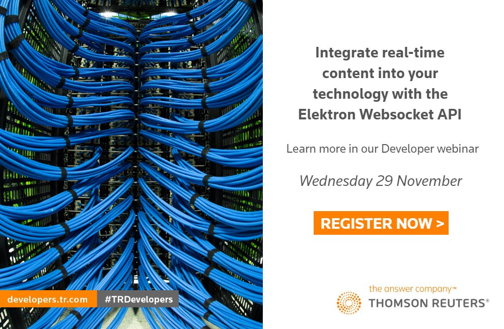 denisjcavin's tweet photo. Developers - learn how to integrate our real-time content into a multitude of client tech environments with our Elektron Websocket #API https://t.co/TIv7x0jYzC #TRDevelopers https://t.co/zUdQS1HUDV