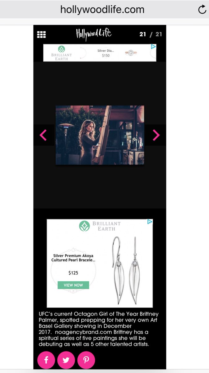 Fine Portrait Artist and UFC's Octagon Girl of the Year <a href="/BrittneyPalmer/">Brittney Palmer</a> featured on <a href="/HollywoodLife/">HollywoodLife</a> for upcoming Art Basel Art Show noagencybrand.com