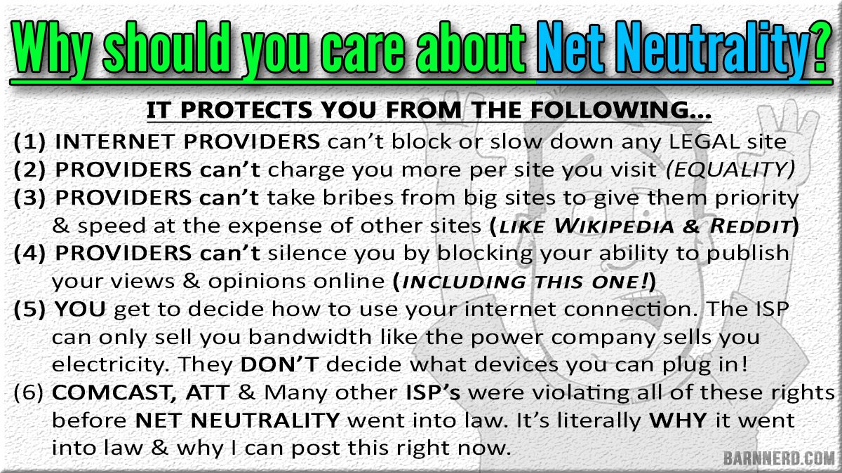 Barnacules's tweet image. I have an #IMPORTANT task for everyone reading this post!
1) PLEASE post something about #NetNeutrality every single day until the FCC backs down!
2) PLEASE respond to every single post containing misinformation &amp;amp; set the record straight &amp;amp; educate people!
... Save the internet!