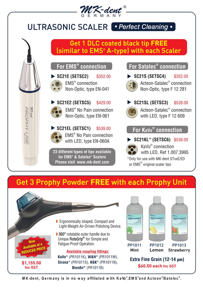 BORG_dental's tweet photo. We are pleased to announce END OF YEAR promotion of MK-Dent Products! Call us on (03) 9329 6276 to place an order.
#dental #mkdent #sale #endofyear #borgdental
This promotion is Valid until 31st-Dec-2017 https://t.co/s2z4RSdl40