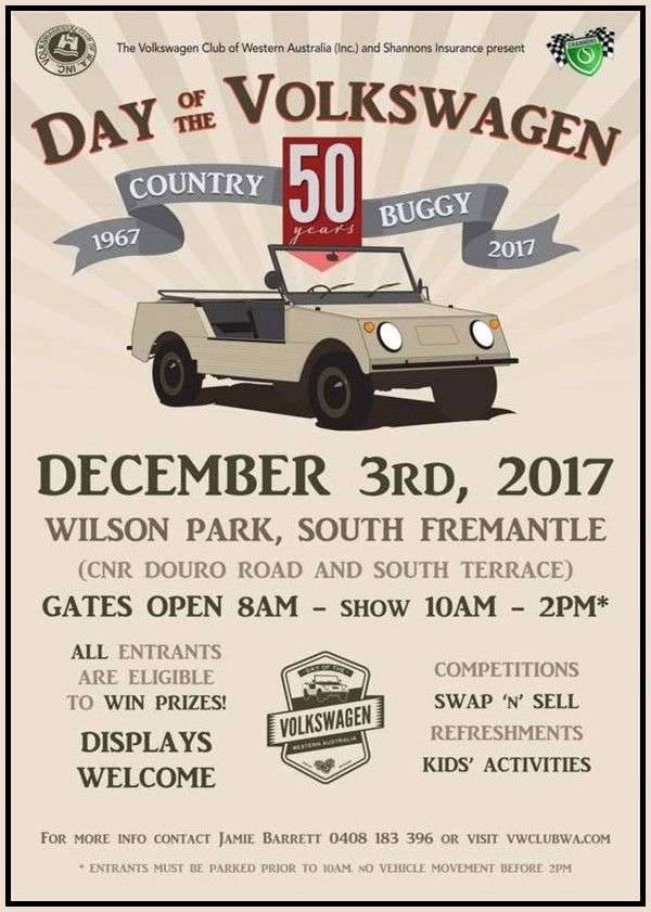 CarsofAustralia's tweet image. The Shannons Day of the Volkswagen will be held on Sunday 3 December 2017 at Wilson Park, Ocean Drive, Sth Fremantle WA carsofaustralia.com.au/whats_on.php?d…