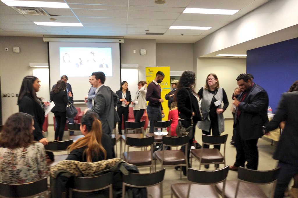 msedaros's tweet photo. On to the #Networking portion of the night after a fantastic #Panel discussion. #CSRPanel @TRSMcareers @CSRSARYERSON #ThisIsTRSM https://t.co/1aBfdTDeuh
