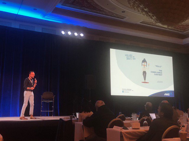 Today at #AWS #reInvent - Nick Reed, ANZ and AWS Chief Architect Glenn Gore presented ANZ's AI-powered chatbot Solution - Polli - ow.ly/j4nY30gSBMX