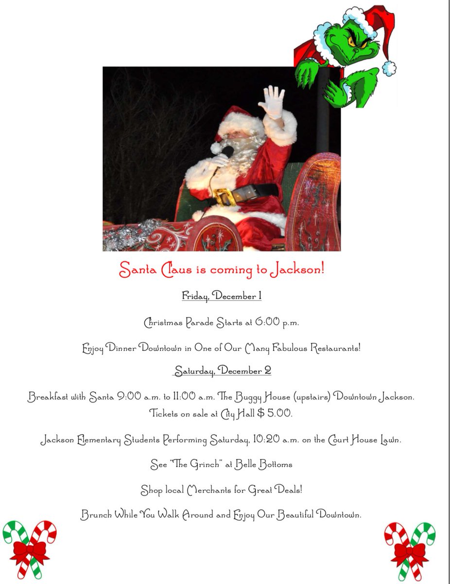 JacksonGAGov's tweet photo. This weekend's happenings and special guests 🎅🏼🤶🏼🎄🎁 https://t.co/m8EJocWi6c
