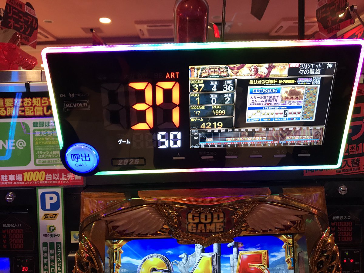 SLO_7_10's tweet photo. 凱旋打って万枚万枚😇
これが最後の万枚かな〜笑

#PALAZZO船橋 #ミリオンゴッド #凱旋 #万枚 https://t.co/GEljyamF1l