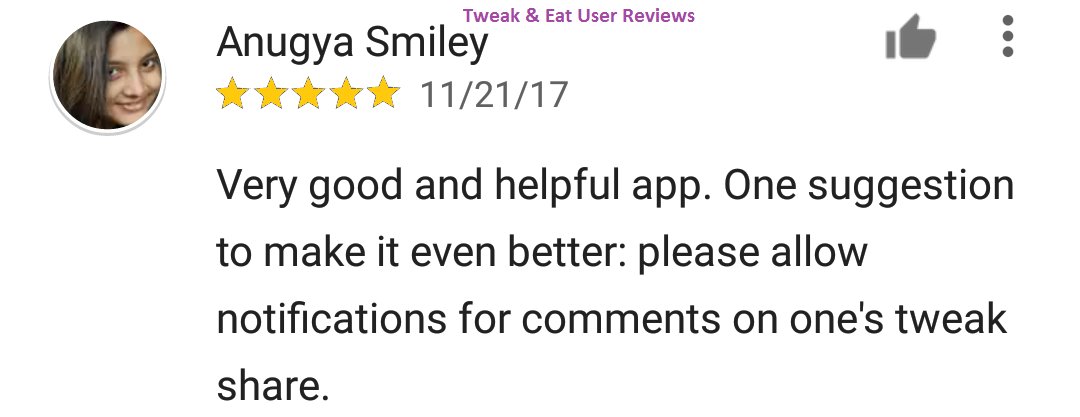 TweakandEatApp's tweet photo. Thank you Tweakers! It is so satisfying to see such reviews from you.
Tweak & Eat Team.
#snack #fitfamily #repost #foodporn #bestever #chocolat #chocolatecake #eatinginparis #delicious #deliciousfood #eatit #foodislife #foodislove #ieatit #tweakandeeat #quality https://t.co/J3zvhDMtBD