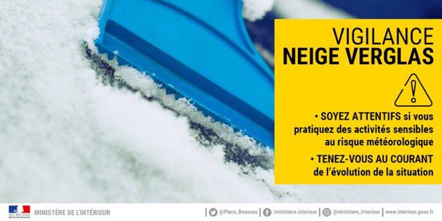 prefetrhone's tweet photo. ❄️❄️La région Auvergne-Rhône-Alpes a été placée en vigilance jaune neige-verglas. Dans le #Rhône, météo France prévoit de la neige/verglas en fin d'après-midi. ▶️https://t.co/6hIzk02iMR #Lyon https://t.co/IDq2lRP2bH