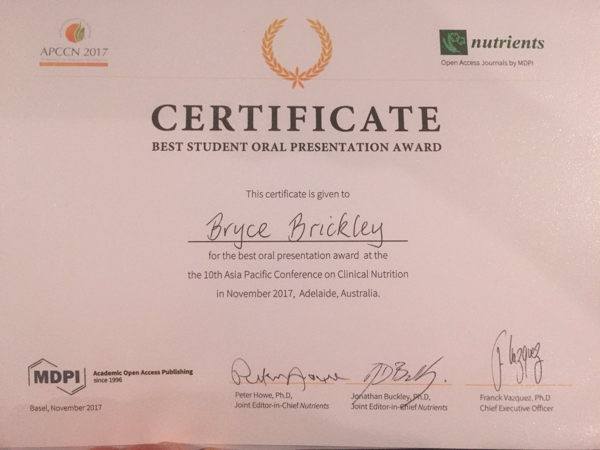 bendesbrow's tweet photo. Congratulations to @Griffith_Health @MenziesHealth student Bryce Brickley for winning best oral presentation at #APCCN17 https://t.co/3DwmoKrqwE