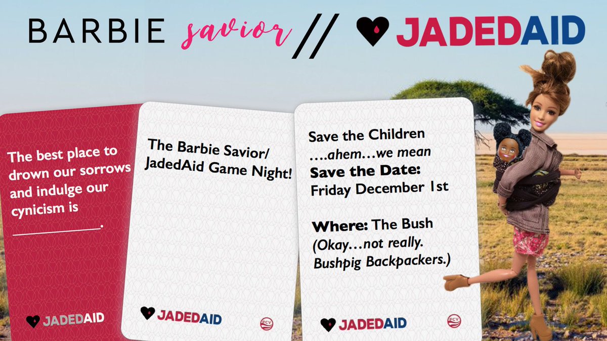 tmsruge's tweet photo. JadedAid / @BarbieSavior lovefest play date happening this Friday at Bushpig Backpackers in Kampala. Join us so we can love on some orphans - I mean beer. Come play @jadedaid with us #sarcasm #notreally #beernonetheless #bringyourowncynism  https://t.co/FeUBolCRE6 https://t.co/LRkKytdUFS