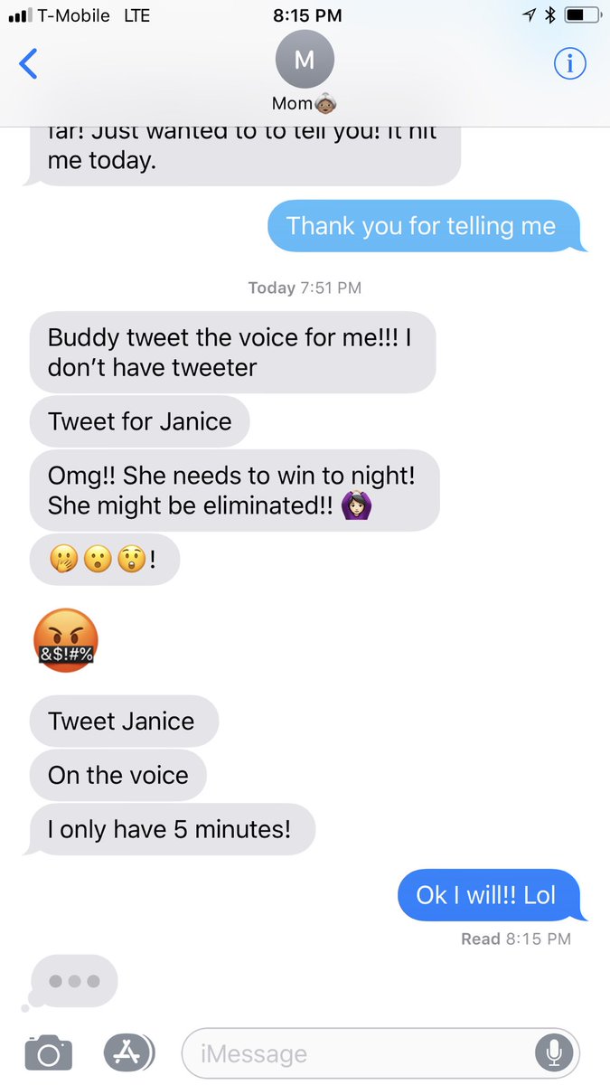 Trevy_08's tweet photo. “I don’t have tweeter” 😂 #VoiceSaveJanice https://t.co/7JMyJroYap