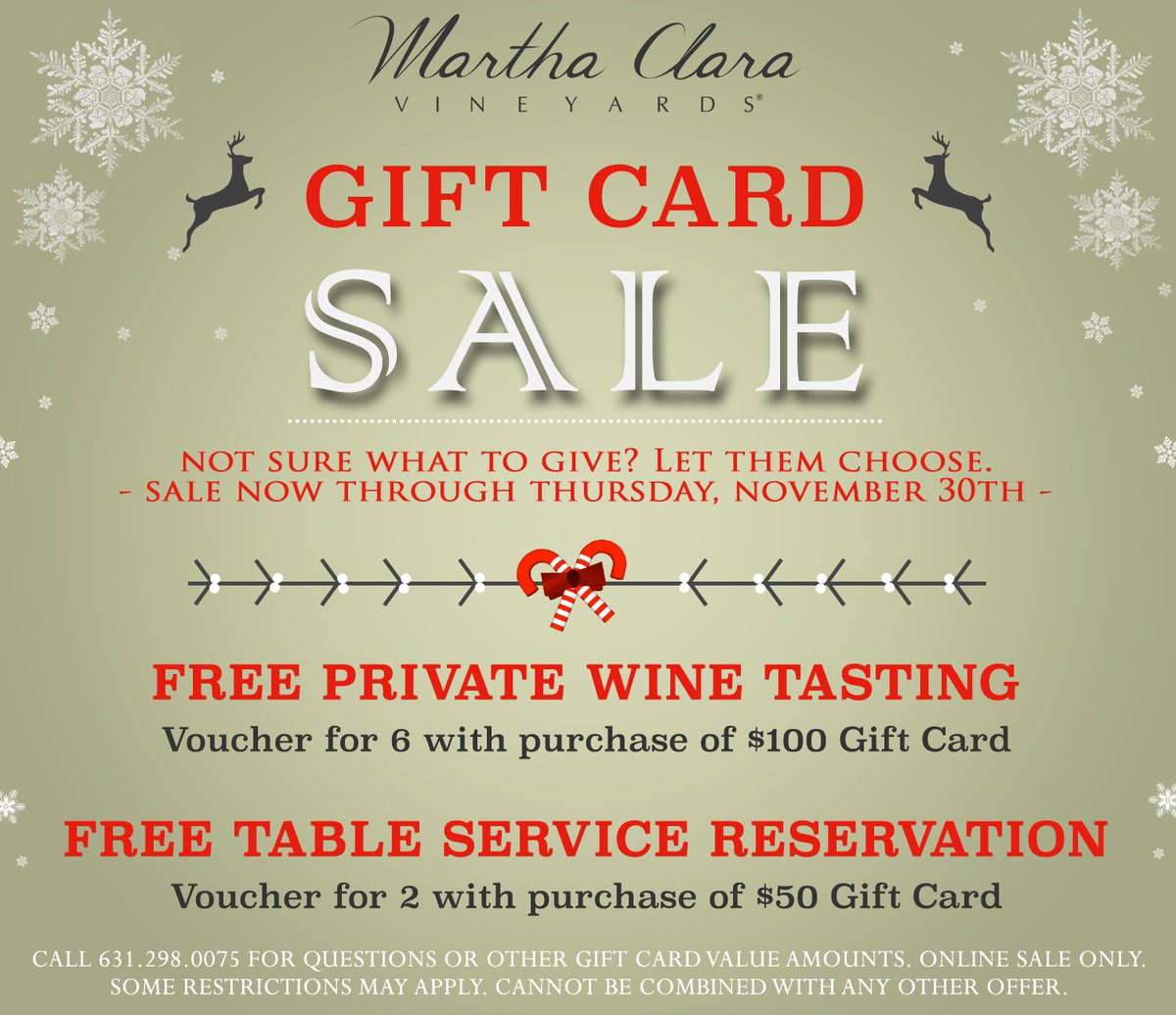 Holiday Sales continue with our Martha Clara Vineyards Gift Cards! Shop here: marthaclaravineyards.com/private-wine-t…