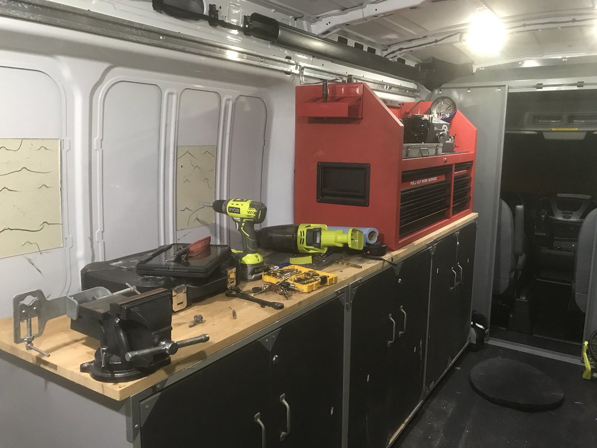HoustonLocSmith's tweet photo. In the making of my new mobile office space #Locksmith #locksmithvan #fordtransit #workspace #mobileoffice #locksmithlife https://t.co/Mh2Q0uGCAK