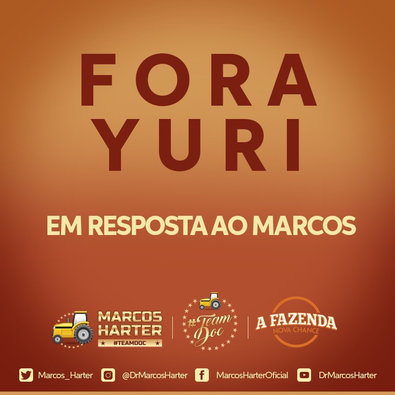 marcos_harter's tweet photo. O Marcos precisa de uma RESPOSTA! Contamos com a ajuda de vocês, precisamos de vocês, o MARCOS precisa de VOCÊS! Vamos pra cima. Em breve divulgaremos os horários de mutirões #ForaYuri aqui no oficial. '' ...digo isso, porque sei que não estou sozinho.'' BORA #TeamDoc! https://t.co/pGIV62KFtY