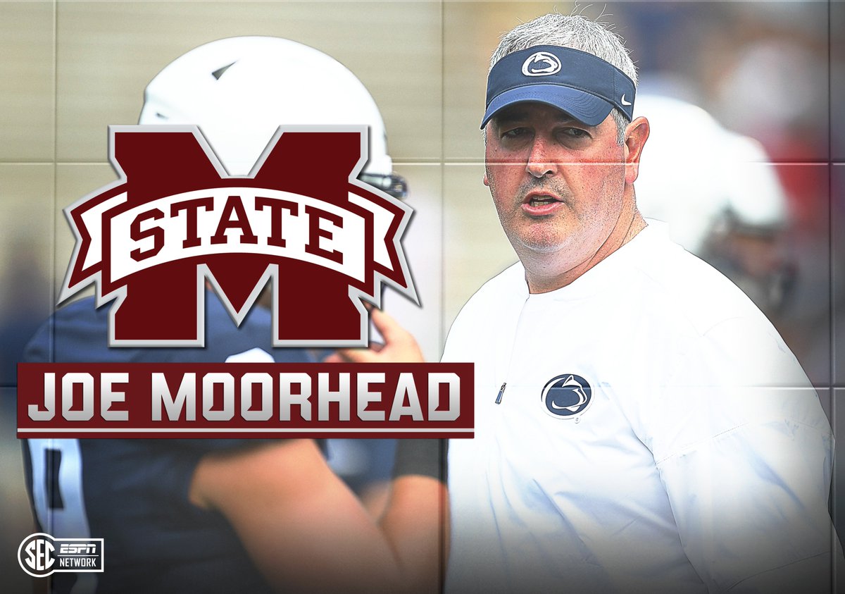 SECNetwork's tweet photo. BREAKING: Penn State offensive coordinator Joe Moorhead will become the new head coach at Mississippi State, a source told ESPN's Mark Schlabach.

(first reported by Brett McMurphy) https://t.co/pa5QaEoPUe