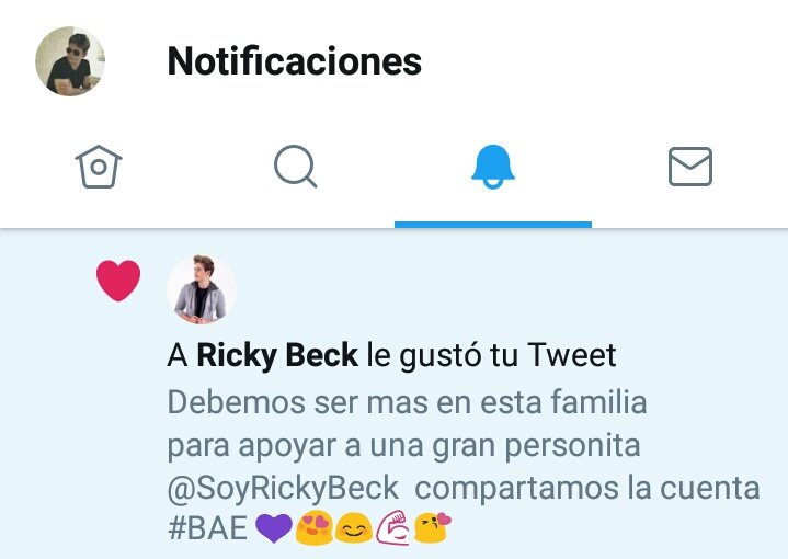 rickybeck_fans's tweet photo. Es bonito saber que esa persona se da cuenta de todo el apoyo y amor que le damos 💜💜😍😍😘😘 @SoyRickyBeck https://t.co/IPPQjzZLuY
