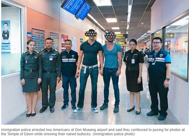 jpb_foto's tweet photo. #Americans arrested for bare buttocks at #temple
#BkkPost mask their face but publish their #portrait at the #bottom of the page #MakeSense?
https://t.co/tq0zVE1mcV https://t.co/4xYJqBXKCA