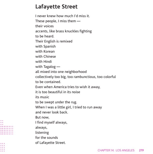 WriteGirlLA's tweet photo. An ode to #LosAngeles written by one of our teen girls. Find this #poem and more in our latest anthology, #SoundGeneration https://t.co/Tb4MASj5AE https://t.co/5RqkxAPLT9