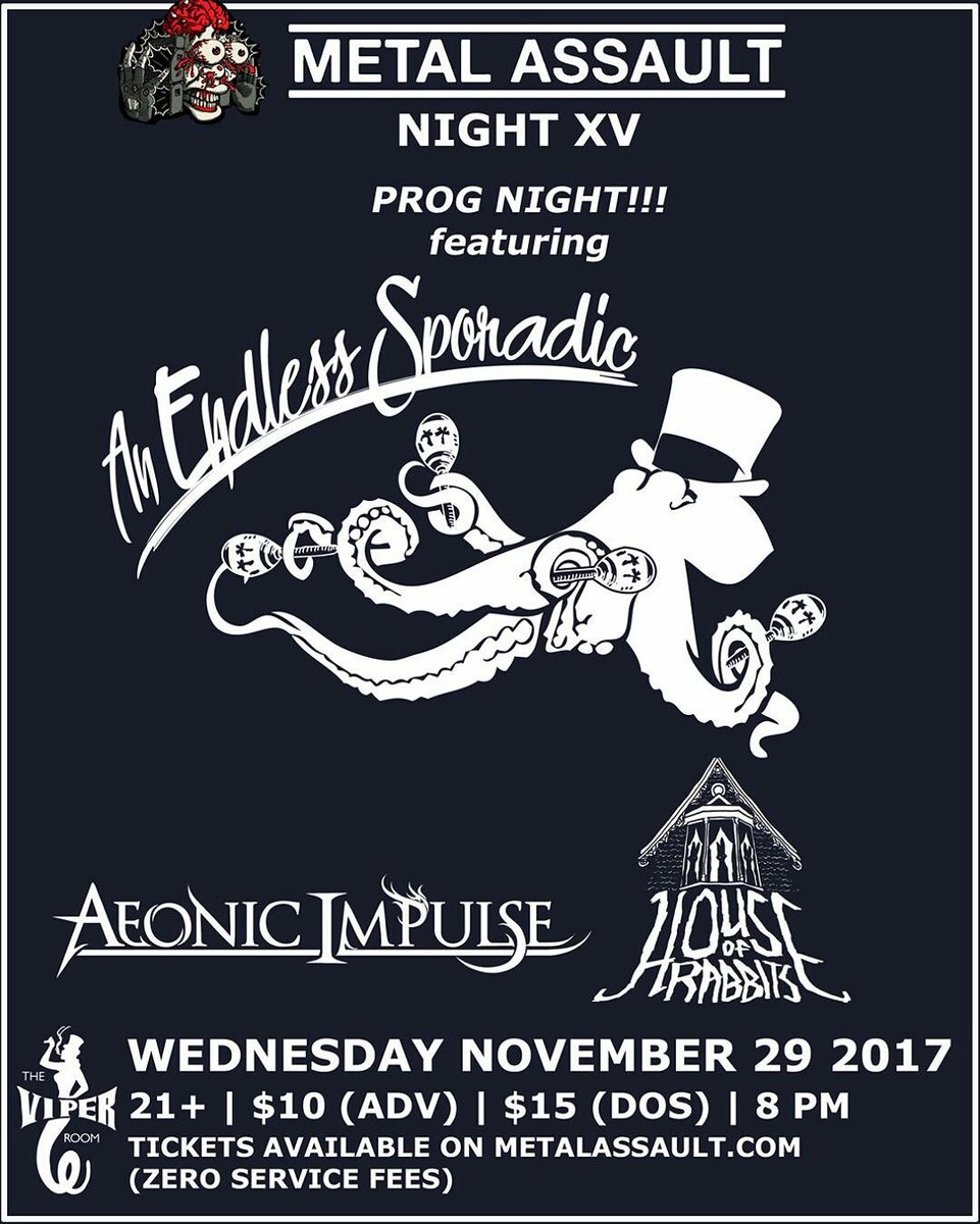 AESband's tweet photo. Can't wait hit the stage at The Viper Room! We'll be playing with Aeonic Impulse and House of Rabbits. See you there! https://t.co/O0HqfFc5od