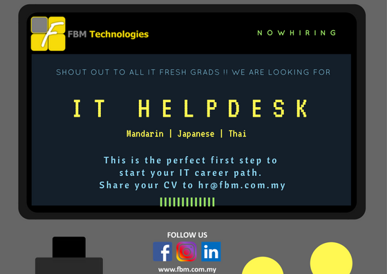 FBM_Tech's tweet photo. Calling all IT fresh graduates ! Are you ready to start your career? Submit your CV now and tag your IT besties. Experienced candidates are also welcomed to apply
#jobs #mandarin #Japanese #japan #thai #jobsMY #Malaysia #kualalumpur #kerjakosong #freshgraduates #freshgraduate https://t.co/E9FCglKkml