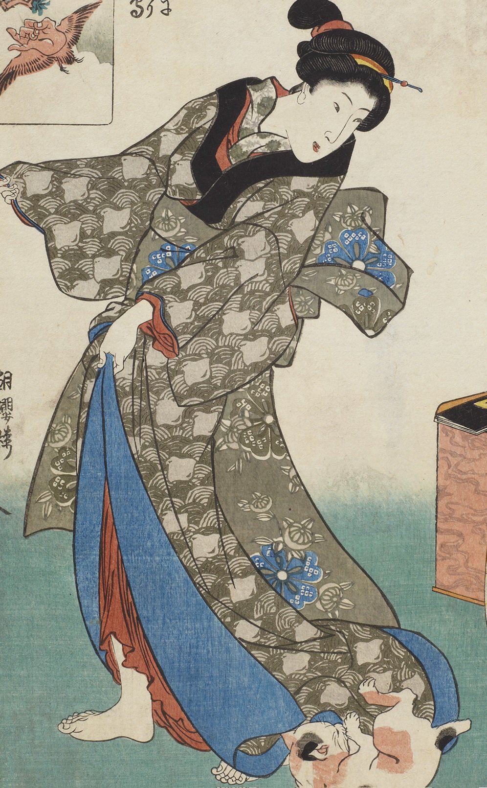 浮世絵 女性の姿 版画本物 黒フレーム 浮世絵 女性の姿 版画本物 黒フレーム 浮世絵 女性の姿 版画本物