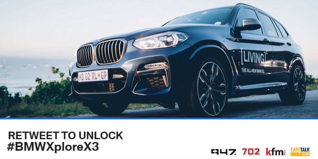 947's tweet photo. RETWEET THIS NOW to unlock great prizes with @AlexCaige - LIVE on Breakfast Club with Anele. #BMWXploreX3 courtesy @BMW_SA https://t.co/bTTJ2dG5jg