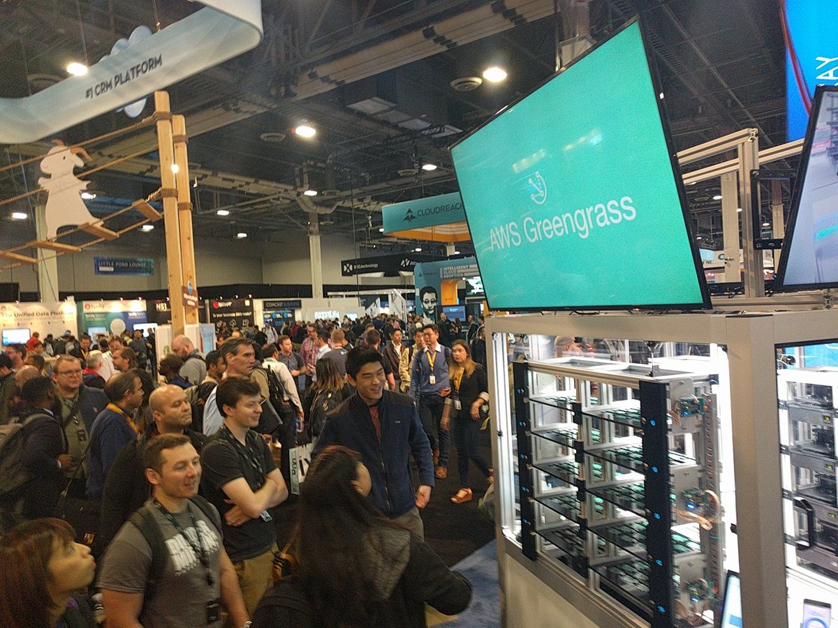 sorenp's tweet photo. What a great day at #ReInvent Expo. Lots of interest in how @IoTSystemsInc provides Industrial #IoT solutions using #AWS #Greengrass https://t.co/ozFMvbGKFI