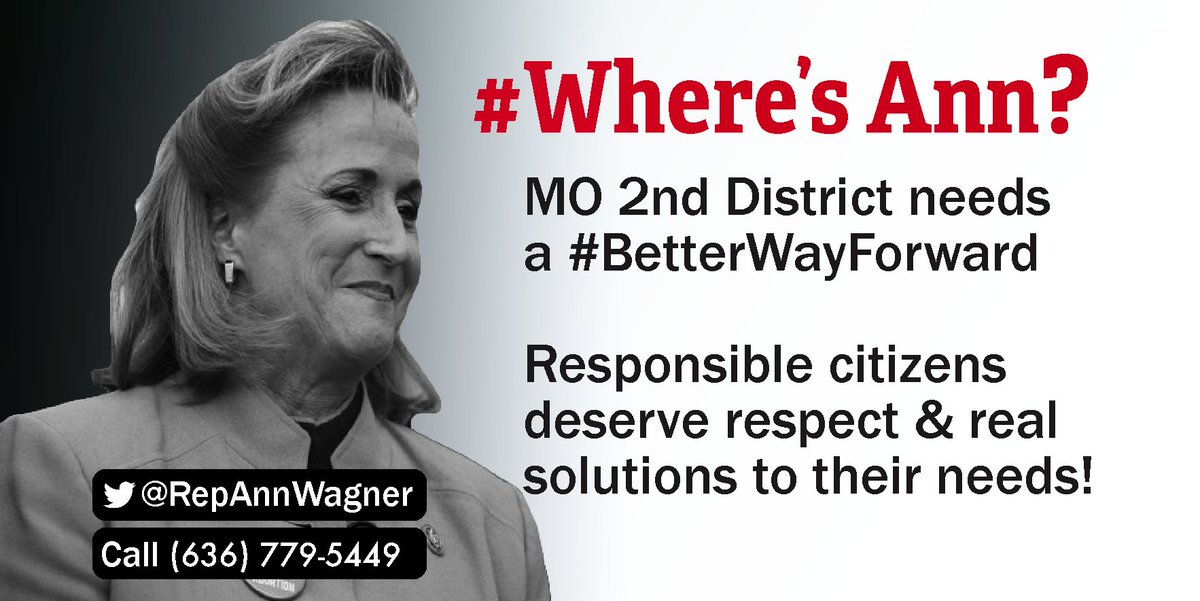MO2ndDist4Chg's tweet photo. @MoDemParty #RepWagner represents her donors. Refuses to show up for town halls with real constitutents. Only meets with donors employees. #TimeForChange2018 #BetterWayForward https://t.co/c9huhkZt7z