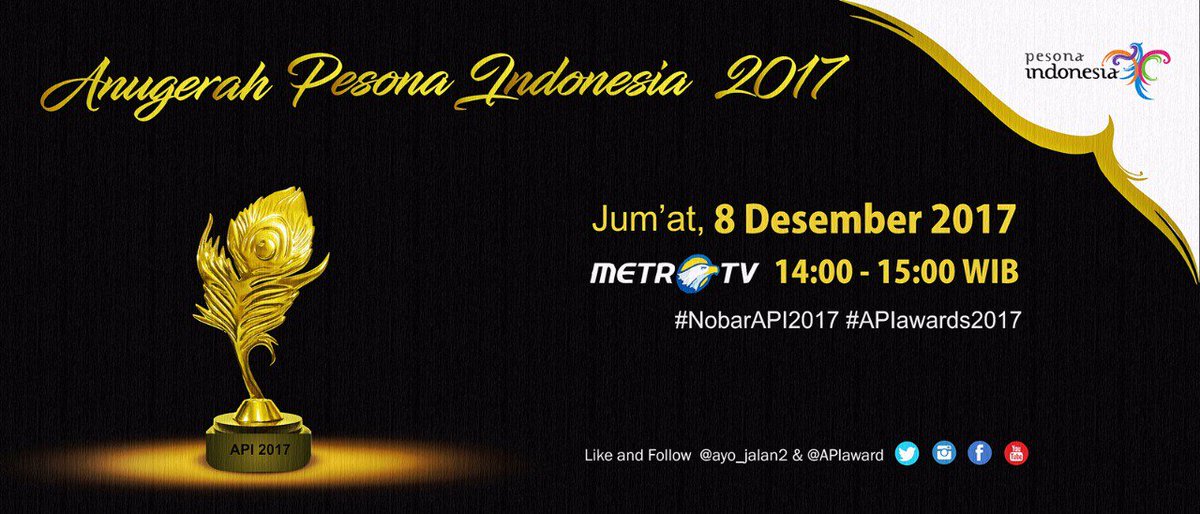 apiaward's tweet photo. Pariwisata bukan hanya bicara keindahan, keunikan, kelezatan dan kekayaan Alam.
tapi Pariwisata itu Kebinekaan, Menyatukan semua tuk satu tujuan Kemakmuran Nusantara.. yuk simak 8 Desember 2017 - 14:00 WIB di METRO TV
.
#AnugerahPesonaIndonesia #APIawards2017 #NobarAPI2017 https://t.co/kJlrR1DRvN
