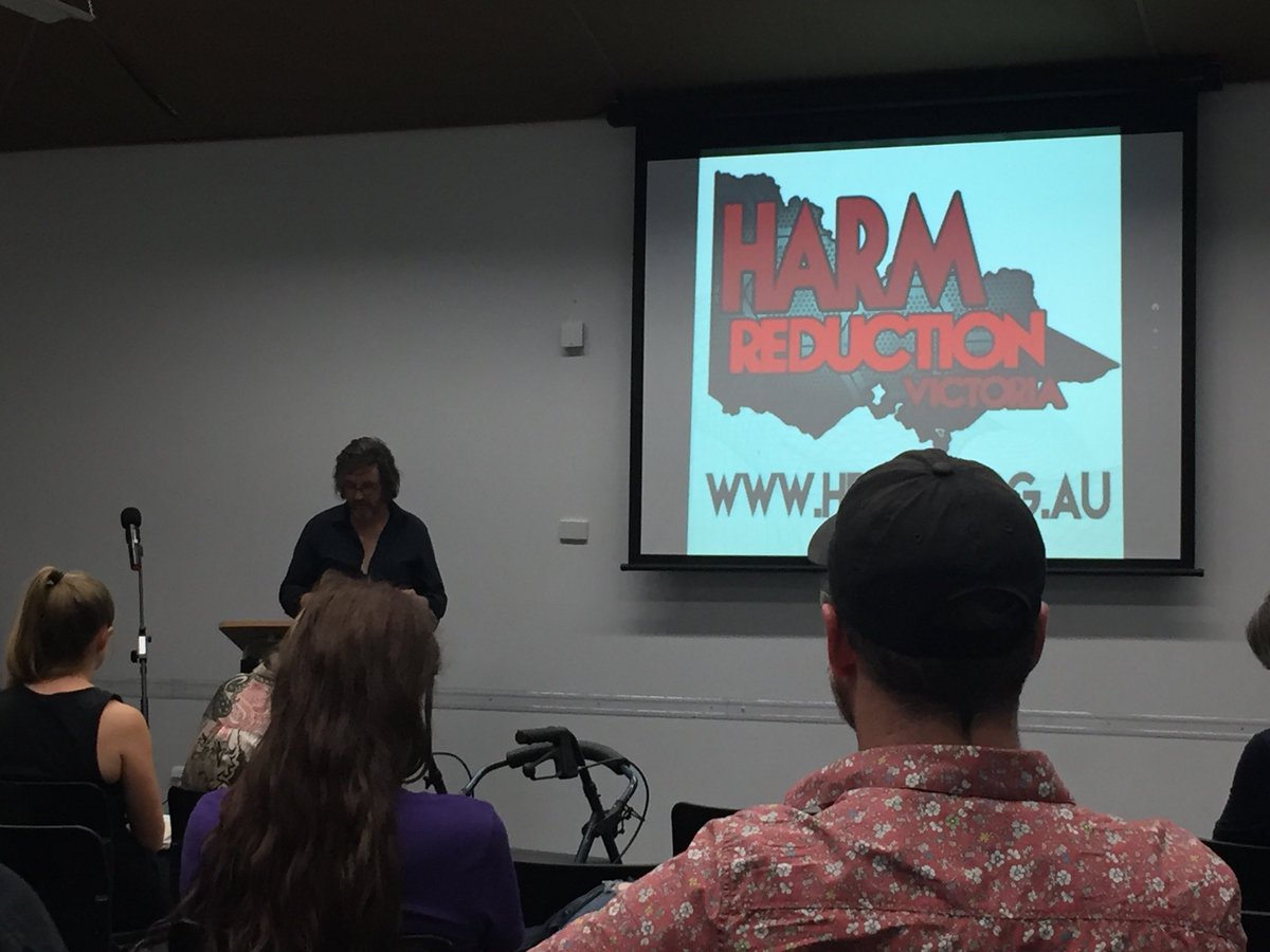 Charles Henderson presenting Acting EO’s Report to Harm Reduction Victoria AGM happening in Melb now...