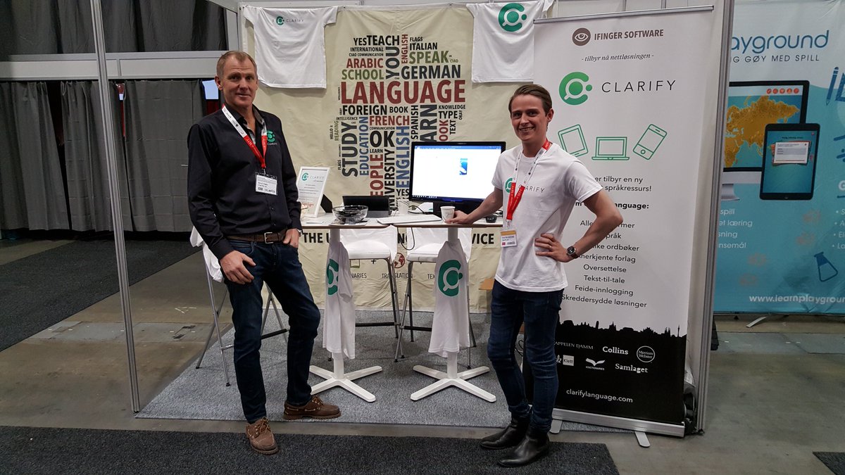 ClarifyNorge's tweet photo. God start med mange besøkende på SETT. Med hilsen fra stand D:31! #edtech @settdagene https://t.co/ZNhLBOuyCi