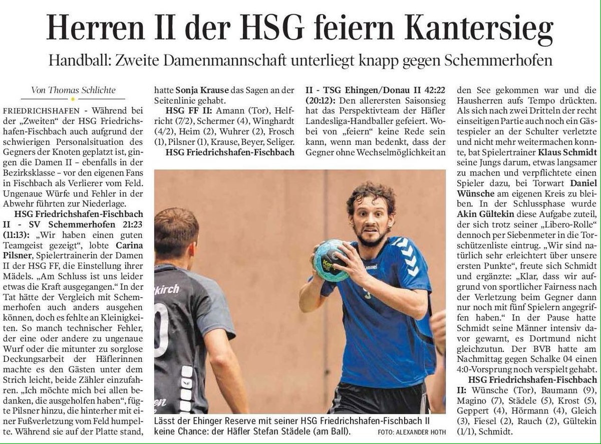 HSG_FF's tweet photo. So berichtet die @SZ_FN heute in ihrer Printausgabe dank @Schlichte_Info über die Spiele unsrer beiden Reserveteams. #handball #hsgff https://t.co/o36hCGyaww