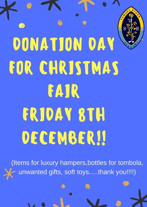 Donation Day for Christmas Fair is 8th December! #supportyourschool #pta #stalbans