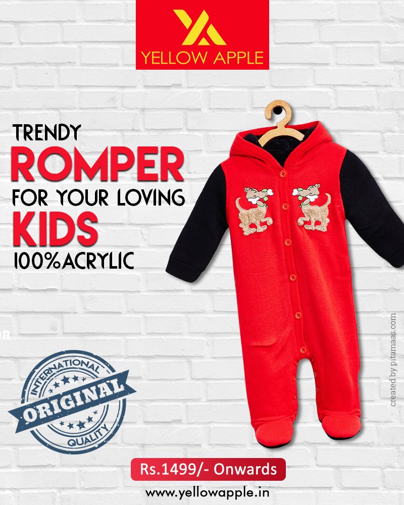 yellowapple101's tweet photo. Kids are always special, so special need something extra special!
Get Trendy &amp; Beautiful Romper for your loving kids made with 100% Acrylic. 
#YellowApple #WinterCollection #KidsFashion #GirlsKids #Cosy#WinterWear #NightSuits
Order Online - https://t.co/qbqENHCaQF https://t.co/qmZjxQnboV
