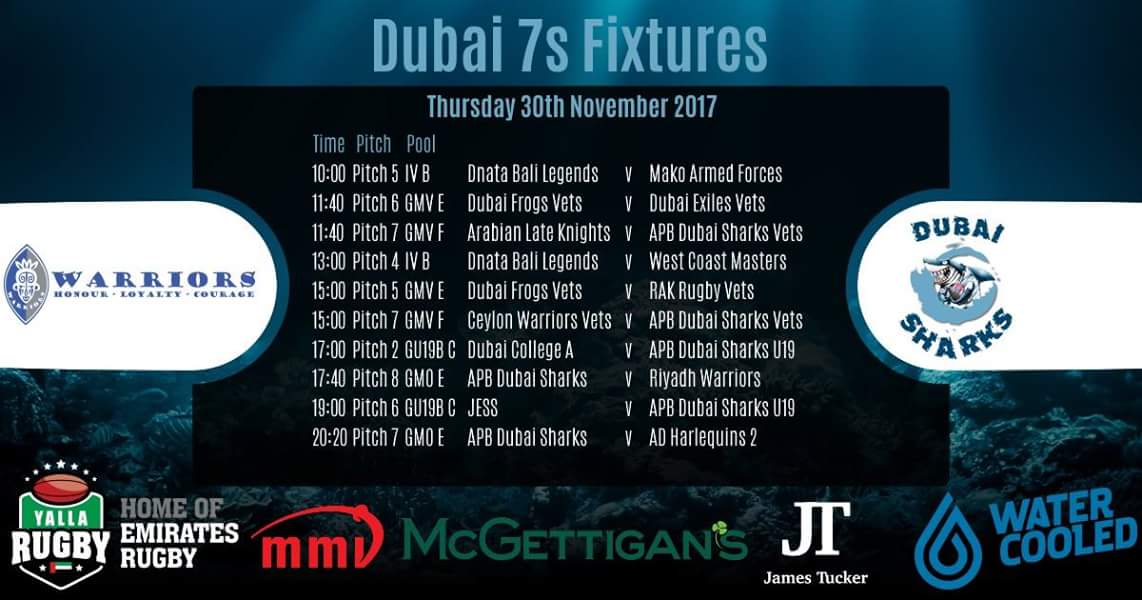 DubaiSharksRFC's tweet photo. Here's all the fixtures for all the SHARKS teams for this year's Dubai 7s. #Dubai7s https://t.co/io0iSSDwkJ