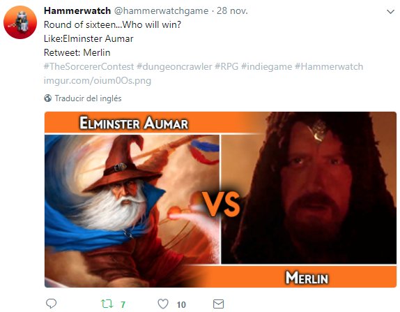 hammerwatchgame's tweet photo. Elminster Aumar has qualified for quarter final round
#TheSorcererContest  #dungeoncrawler #RPG #indiegame #Hammerwatch https://t.co/7XO7MJm8Fi