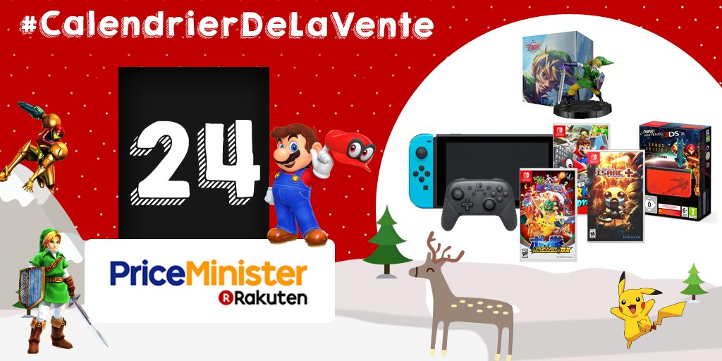 RakutenFrance's tweet photo. #Concours #CalendrierDeLaVente

🎆🎅 Pour la dernière case on a sorti le grand jeu ! 🎅🎆

Tentez de gagner un lot #Nintendo avec :
-Une #Switch
-Manette Pro
-SuperMarioOdyssey
-PokkenTournament
-Binding of Isaac
-Figurine Link
-New 3DS XL Samus

#RT + #Follow | TAS le 27/12/17 https://t.co/E2pSIDgn9Z