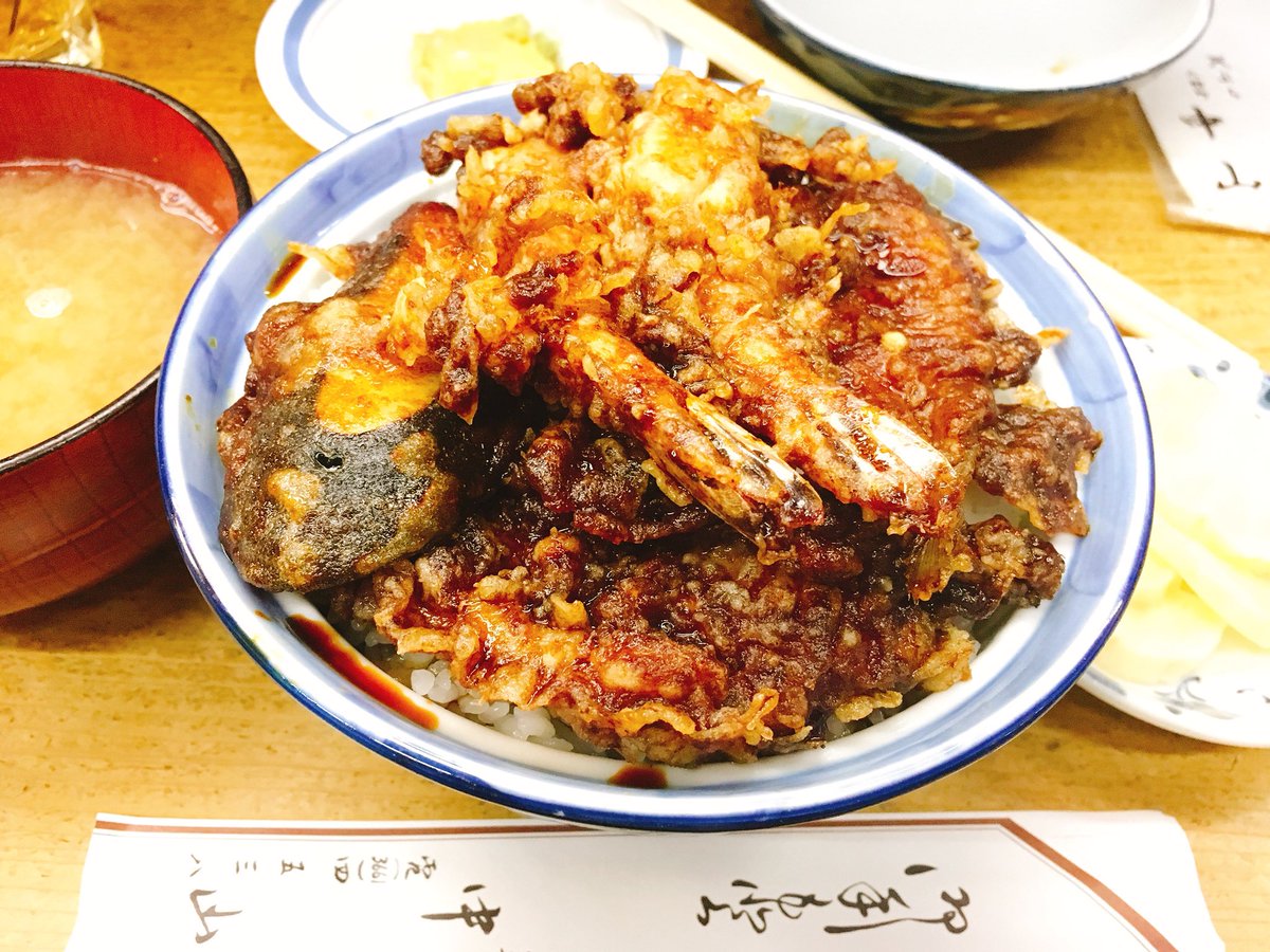 もろゆー 人形町 天ぷら中山 にて ドラマ 孤独のグルメ を観て前から食べたかった黒天丼 噂に違わぬ美味さ 天ぷら中山 黒天丼 人形町