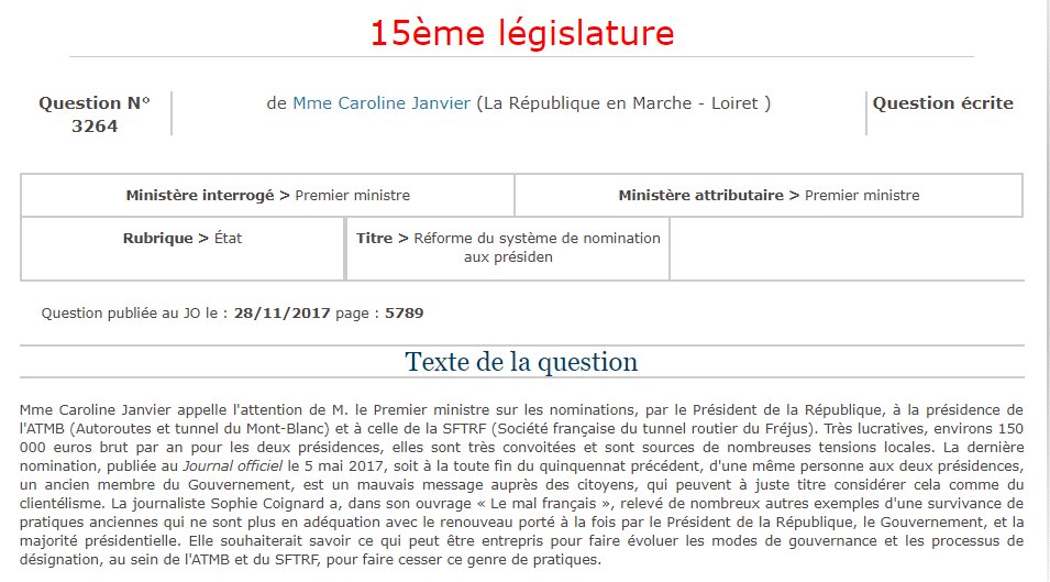 CarolineJanvier's tweet photo. Retrouvez ma question adressée à @EPhilippePM sur la nécessaire réforme du processus de nomination au poste de Président de l'#ATMB (Autoroute et Tunnel du Mont Blanc) et de la #SFTRF (Société française du tunnel routier du Fréjus) https://t.co/UDtgImHtbh https://t.co/bpFz8sIijA