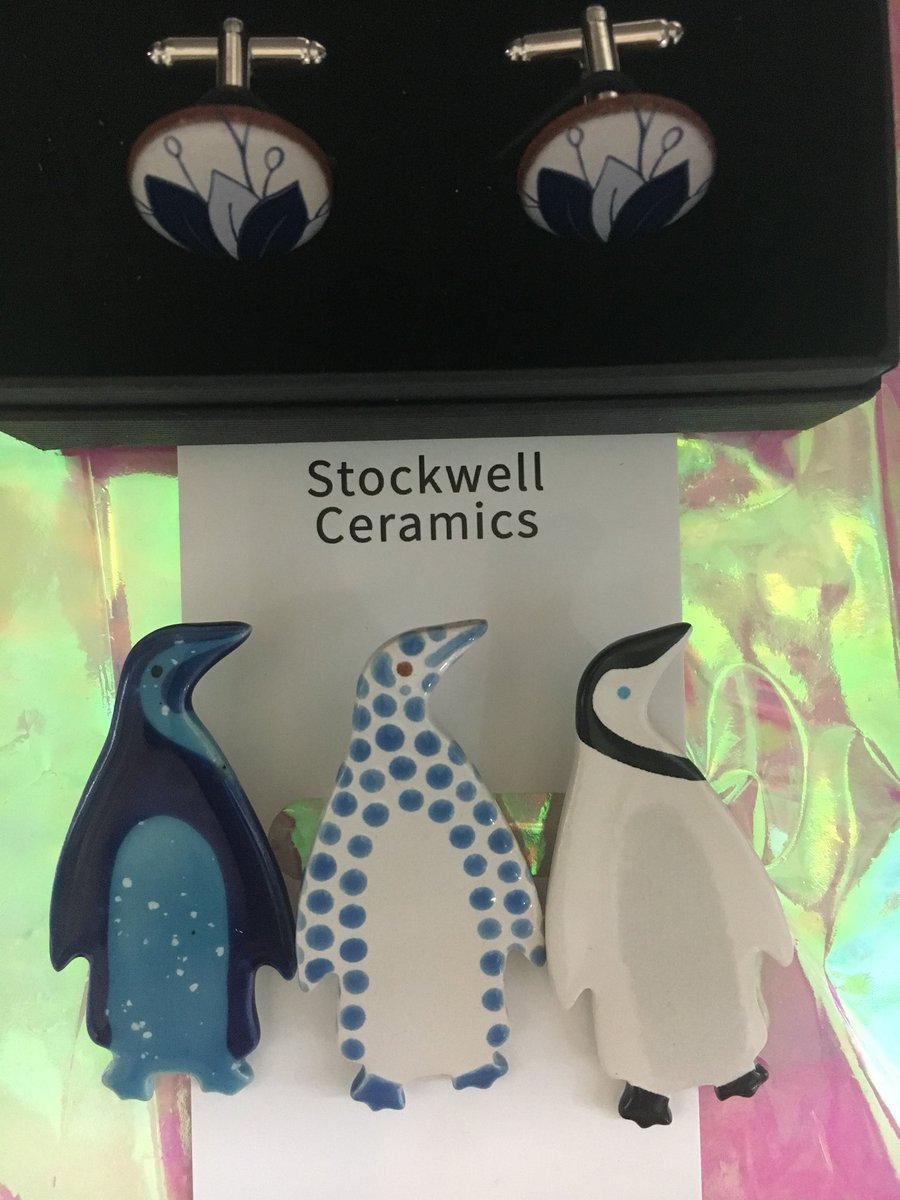 WorldlyWickedWi's tweet photo. These popular ceramic brooches and cuff links are hand painted in Cornwall. We have penguins, dogs, elephants, whales and more! 

#shoplocal #queenspark #ceramic #handmade #brooches #Cufflinks #gifts #Christmas2017 https://t.co/dohm5nREsJ