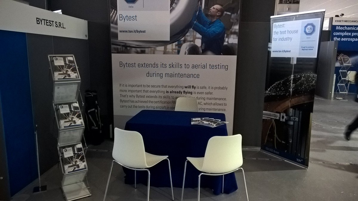 TUVItalia's tweet photo. #Bytest, laboratoro di TÜV Italia leader nei controlli non distruttivi e nelle prove in laboratorio del settore #Aerospace, partecipa a @abeevents #Torino Aerospace https://t.co/QBqB4P0znt https://t.co/nKw6R5dDX9