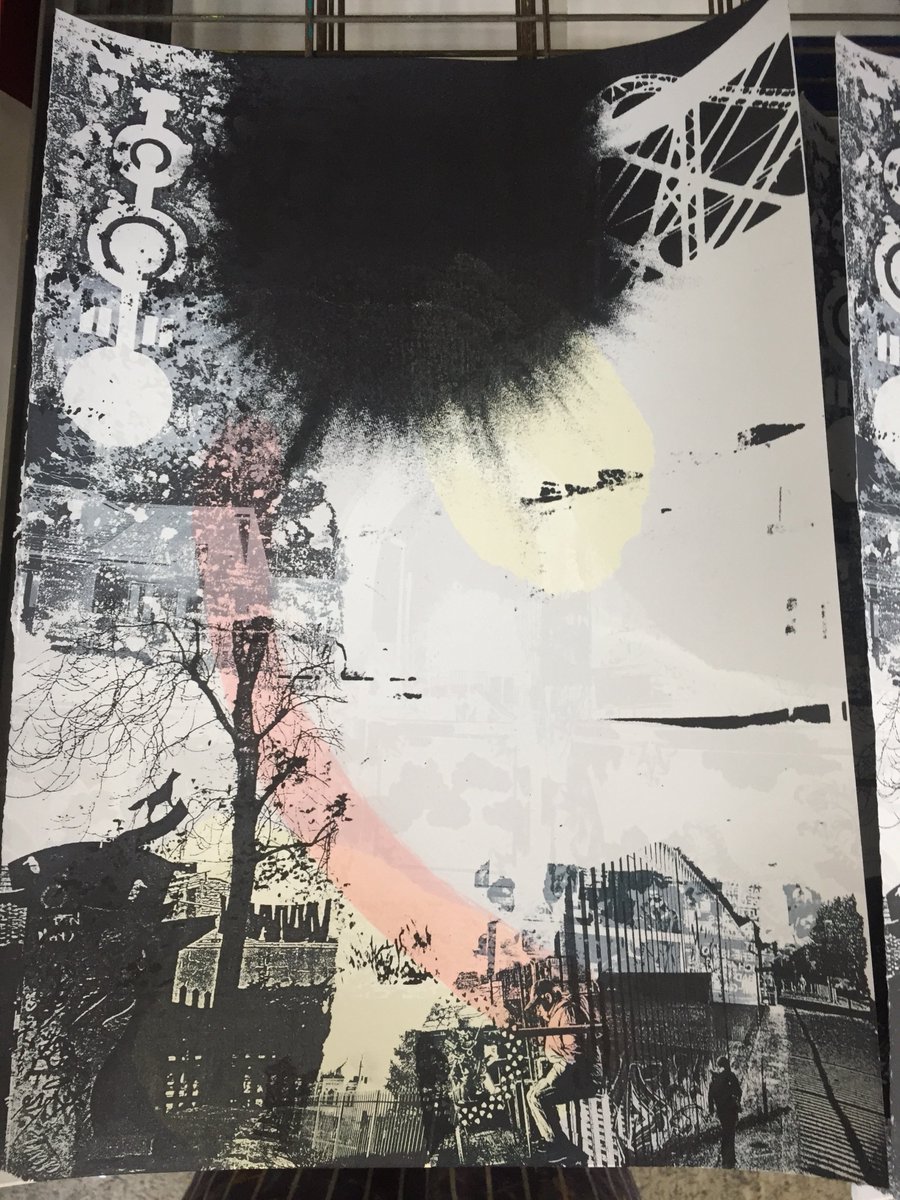 Print finished! 13 layers of images and color inspired by my local area, Easton #screenprints #printmaking #Bristol #easton #layers #photography #senseofplace #madebyhand #originalprint #spikeprintstudio