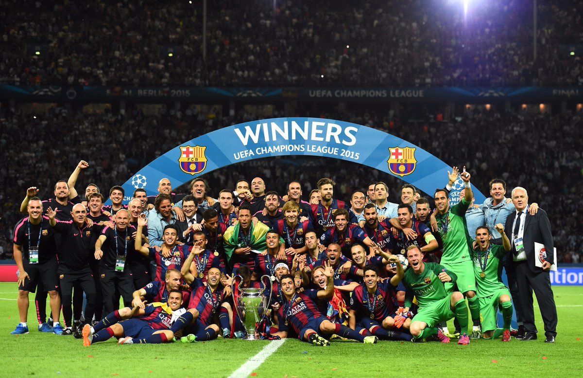ChampionsLeague's tweet photo. Happy 118th birthday, five-time #UCL winners Barcelona! 🎉🎉🎉 https://t.co/jWqj1OTJIz