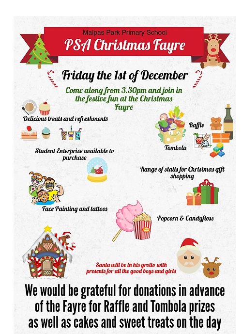 Malpas_Park's tweet photo. Our PSA says thank you to everyone who has brought in tombola & raffle donations for the Fayre..... we still need more and also cake donations! Please bring them into school! #gomppspsa https://t.co/TJYfMfaXJN
