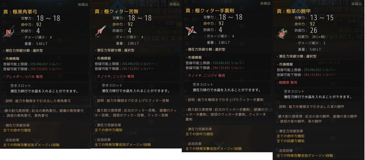 セラの聖騎士 黒い砂漠pc 各職の 命中補助武器 極真 装備を並べてみた 艸 全部の数値を流出データで見てなかったので 大体命中は同じか と思ったら1部おかしいのがあるww 黒い砂漠 セラの聖騎士 黒い砂漠pc 各職の 命中補助武器 極真 装備を並べてみた 艸 全部の数値を流出データで見てなかったので 大体命中は同じか と思ったら1部おかしいのがあるww 黒い砂漠
